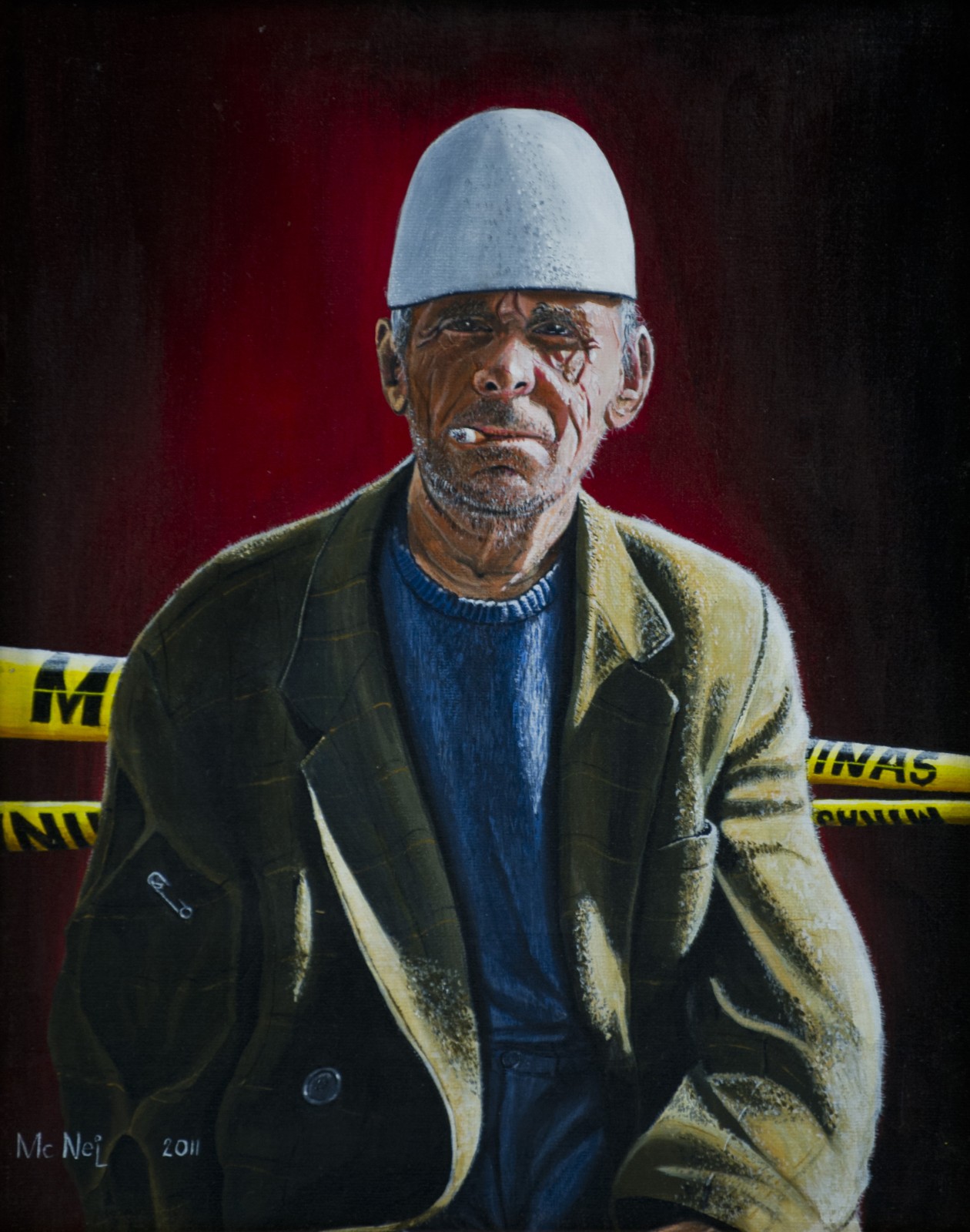 ‘Kosovo man’, oil on board.